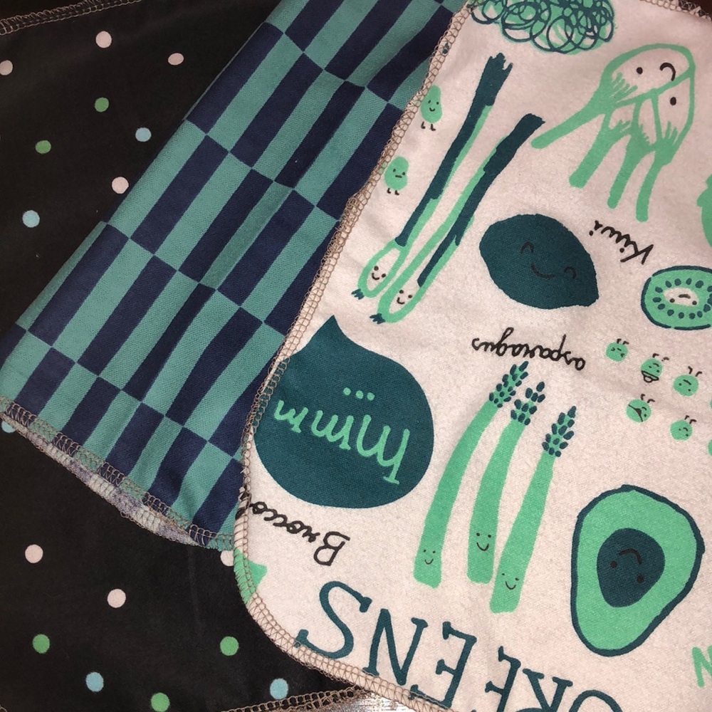 NWT 9 Count 11x12 in Highly Absorbent 100% Cotton Paperless Towels in Teal/Green